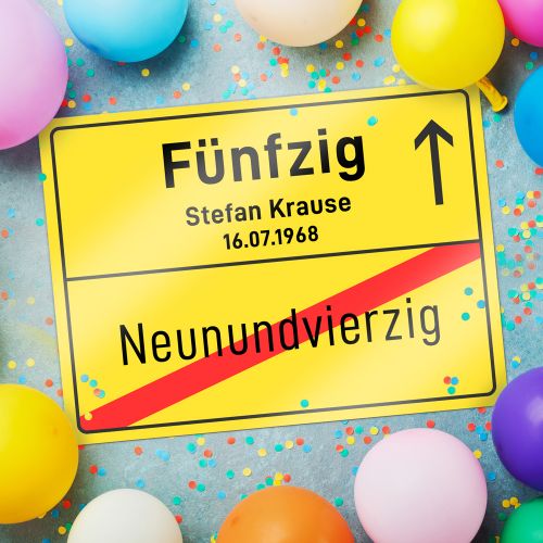 Endlich 50 offiziell Geburtstag Fun Schild Blechschild bedruckt Geschenk