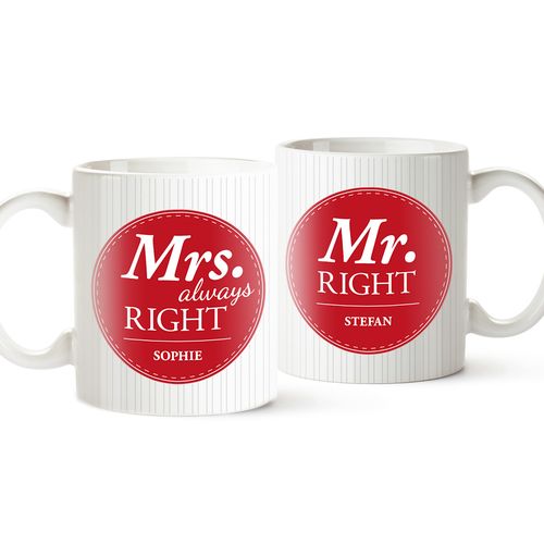 Set de tasses personnalis�es � Mr and Mrs Right