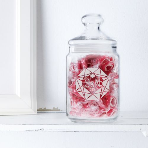 Bonbonglas mit Gravur - Herzdiamant