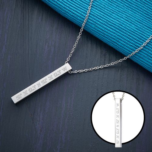 Kette mit StabanhÃ€nger Silber - Geokoordinaten