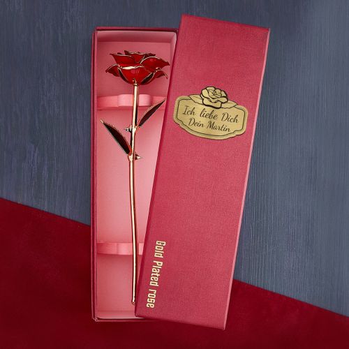 Vergoldete Rose mit personalisierter Geschenkbox
