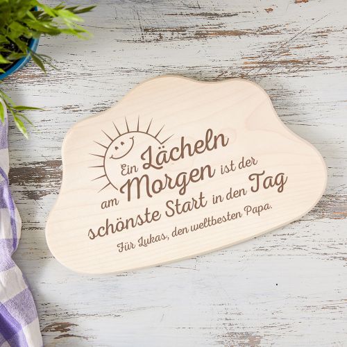 Wolkenbrettchen mit Gravur - Spruch Papa