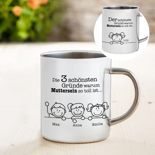 Edelstahlbecher bedruckt - Warum Muttersein so toll ist