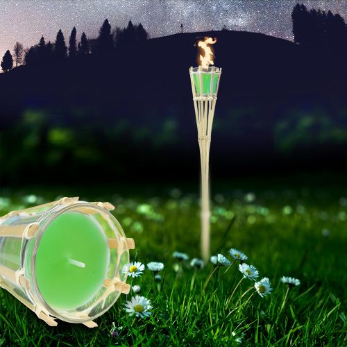 Gartenfackel mit Duftkerze im Glas - grÃŒn