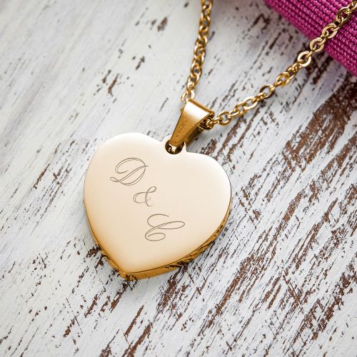 HerzanhÃ€nger Gold graviert mit Kette - Initialen