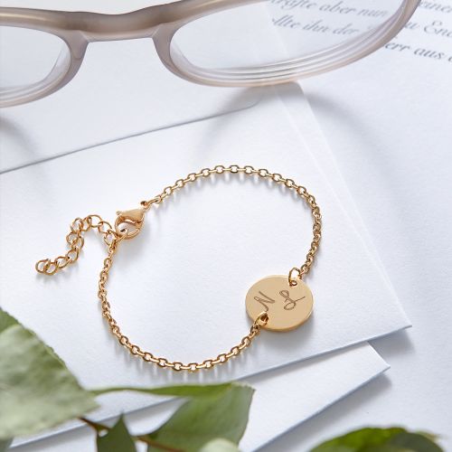 Armband Gold mit runder Plakette - Initialen
