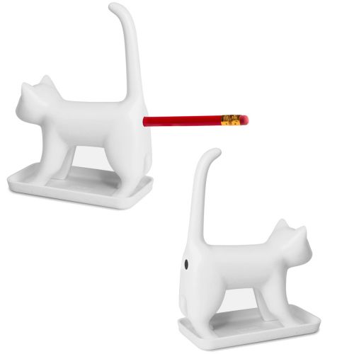 Bellender Hund Anspitzer weiß sharpener Bleistiftanspitzer Büro Deko pencil gag 