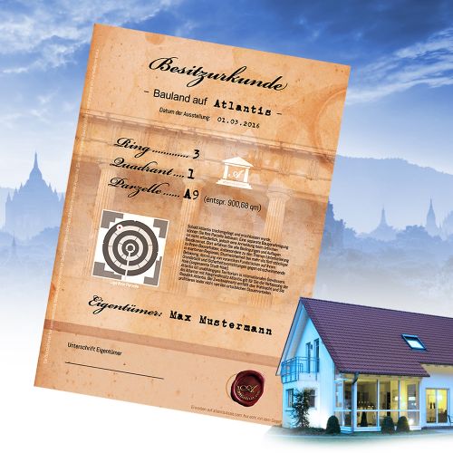 Atlantis Bauland - personalisierte Urkunde