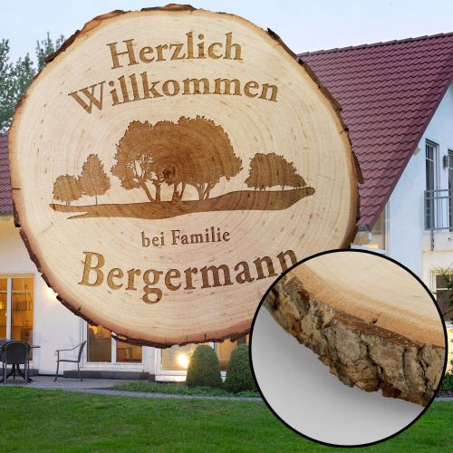 Baumscheibe mit Gravur - Familie