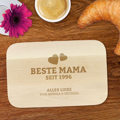 Frühstücksbrett Beste Mama Vogel und Ranke 
