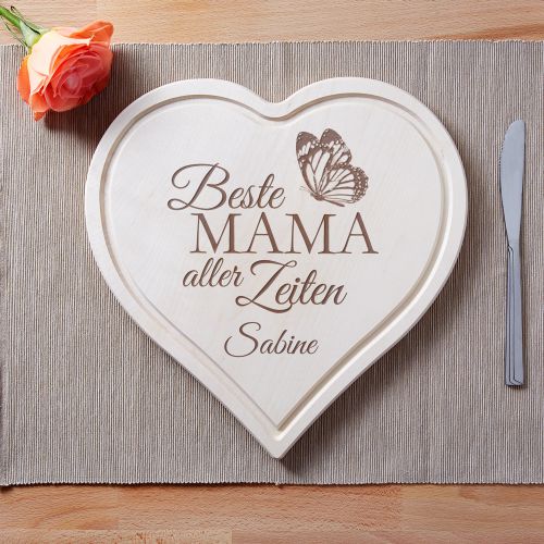 Graviertes Holzherz - Beste Mama aller Zeiten
