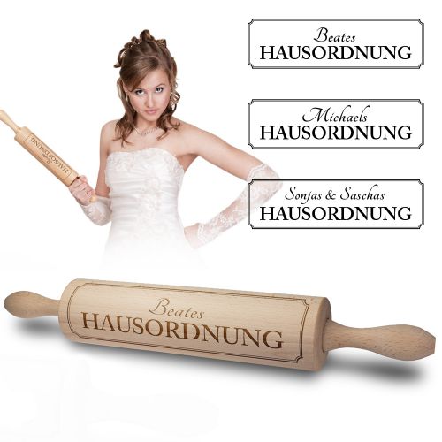 Nudelholz mit Gravur - Hausordnung