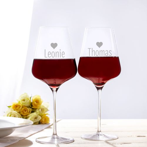 Personalisierte WeinglÃ€ser Herz - 2er Set
