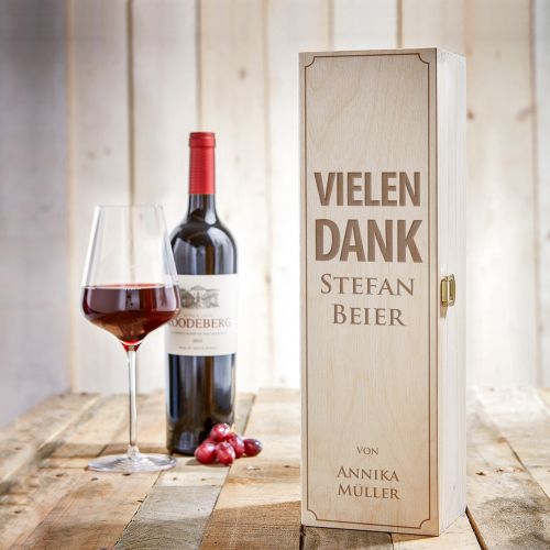 Personalisierte Weinkiste - Danksagung