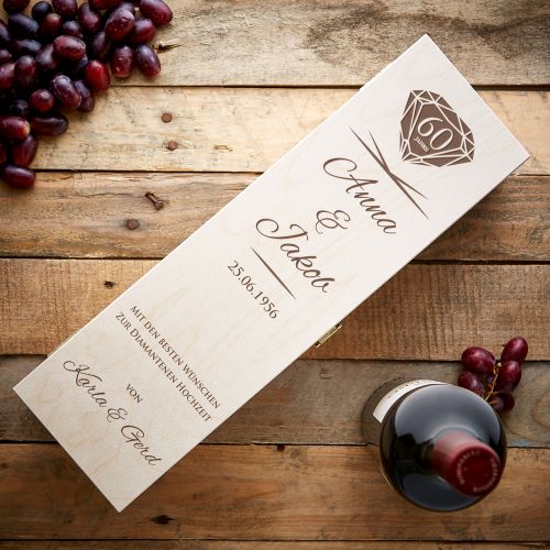 Personalisierte Weinkiste zur diamantenen Hochzeit