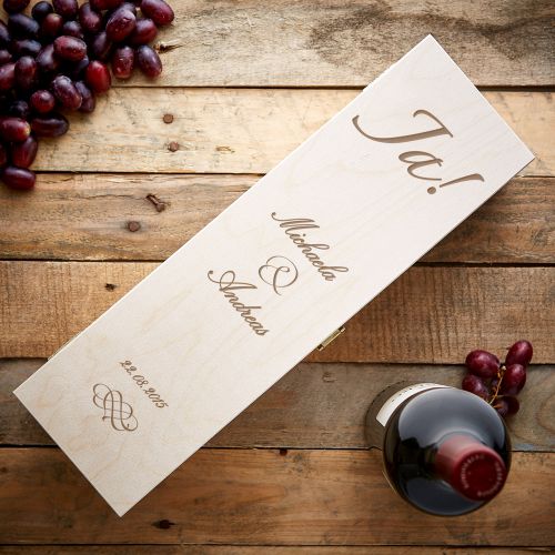 Personalisierte Weinkiste zur Hochzeit - Jawort