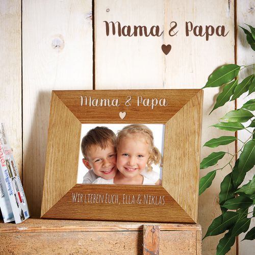 Personalisierter Bilderrahmen - Mama & Papa mit Herz