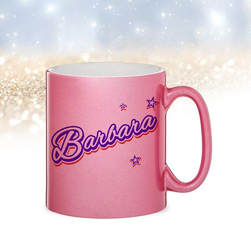 Pinke Glitzertasse - Name