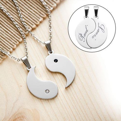 Yin und Yang AnhÃ€ngerset fÃŒr Paare - mit Gravur