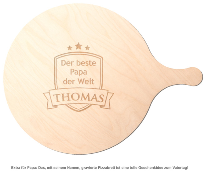 Pizzabrett mit Gravur - Bester Papa - 2 Pizzabrett mit Gravur - Bester Papa - 2
