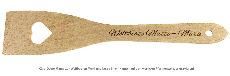 Herz Pfannenwender mit Gravur - Beste Mutti - 2 Herz Pfannenwender mit Gravur - Beste Mutti - 2