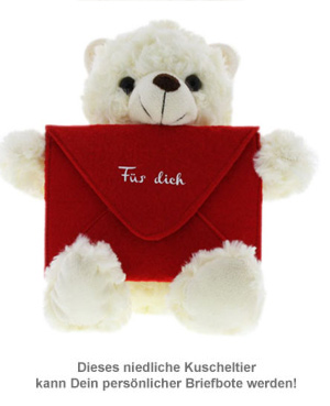 Botschaftsbär mit rotem Umschlag Liebesbote zum Verschenken Bärchen 