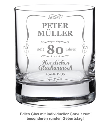 Whiskyglas 80. Geburtstag - klassisch - 2