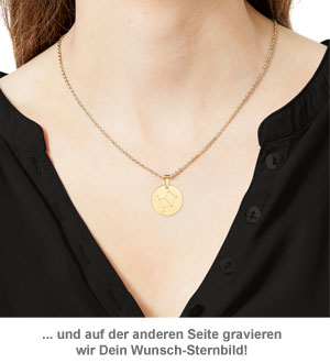 Runder Kettenanhänger Gold - Sternbild mit Initiale - 3 Runder Kettenanhänger Gold - Sternbild mit Initiale - 3
