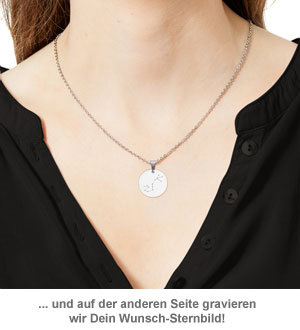 Runder Kettenanhänger Silber - Sternbild mit Initiale - 2 Runder Kettenanhänger Silber - Sternbild mit Initiale - 2
