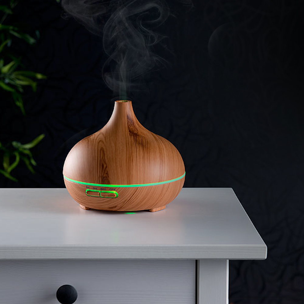 Ultraschall Luftbefeuchter Holz Aroma Diffuser Aromatherapie LED farbig GO 01 
