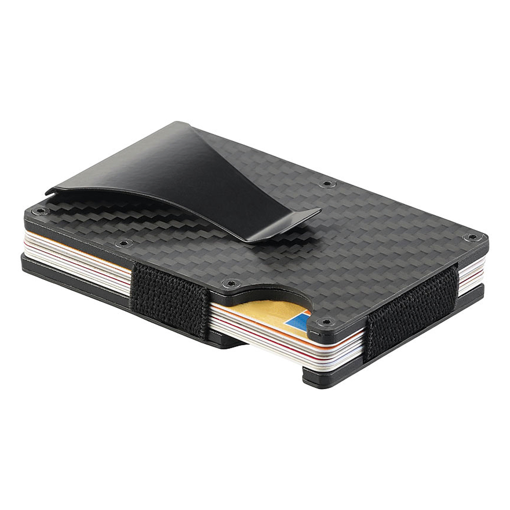 RFID Schutz Geldklammer Carbon Fiber Mini Geldbörse Herren Kredit Kartenetui 15 Karten Schlüsseletui Key Organizer Schlüsselhalter für 1-12 Schlüssel Smart Schlüsselring mit EDC Karabiner 