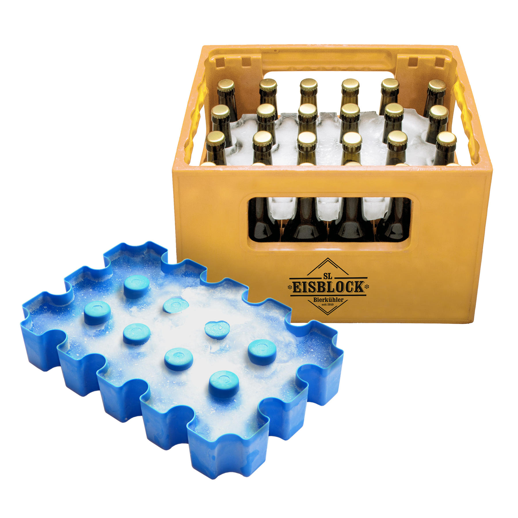 sl-Eisblock Bierkühler Getränkekühler 0,5 Liter ROT in Geschenkverpackung 