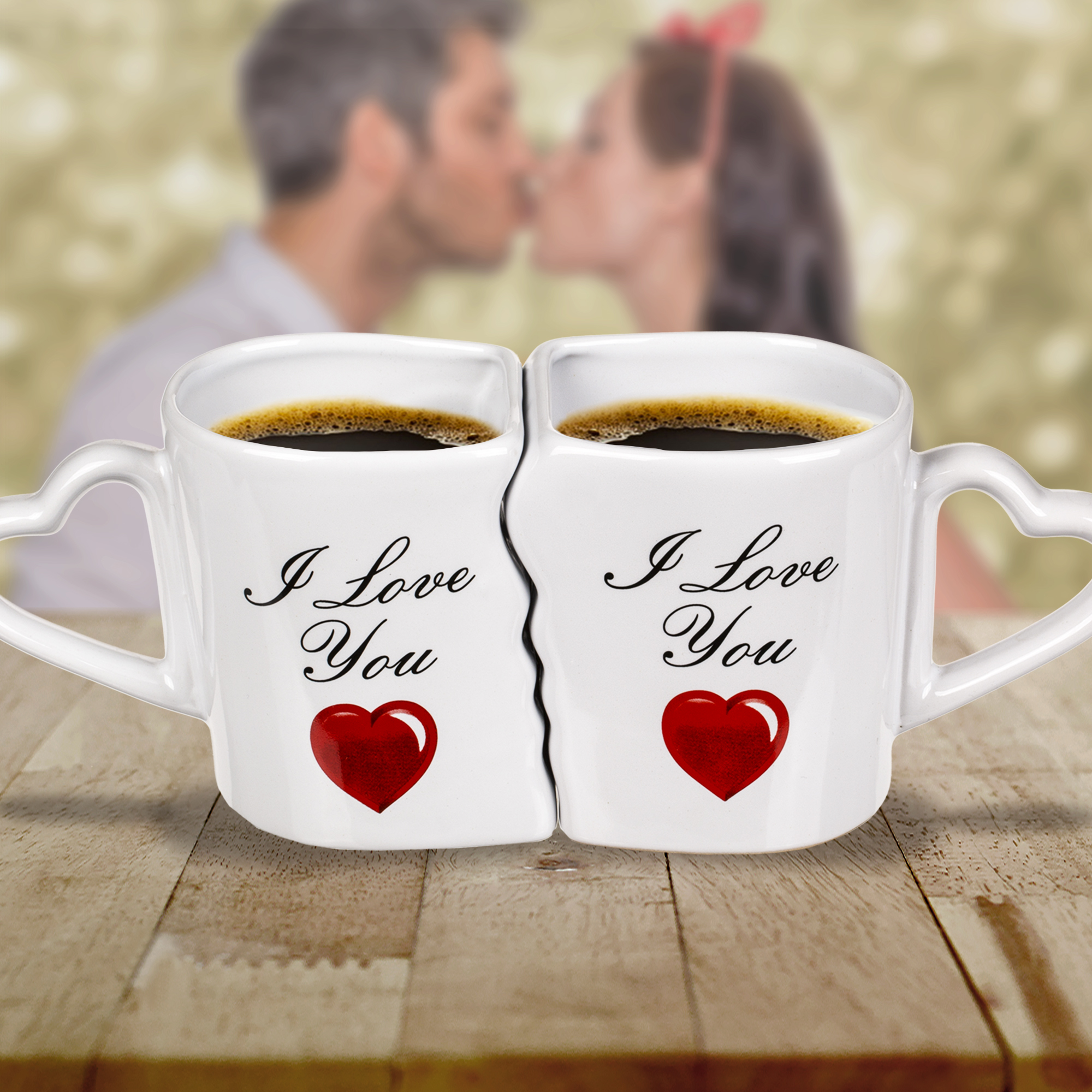 Doppeltasse Partnertasse I Love You Valentinstag Tasse Herz Kaffeetasse 2er Set 
