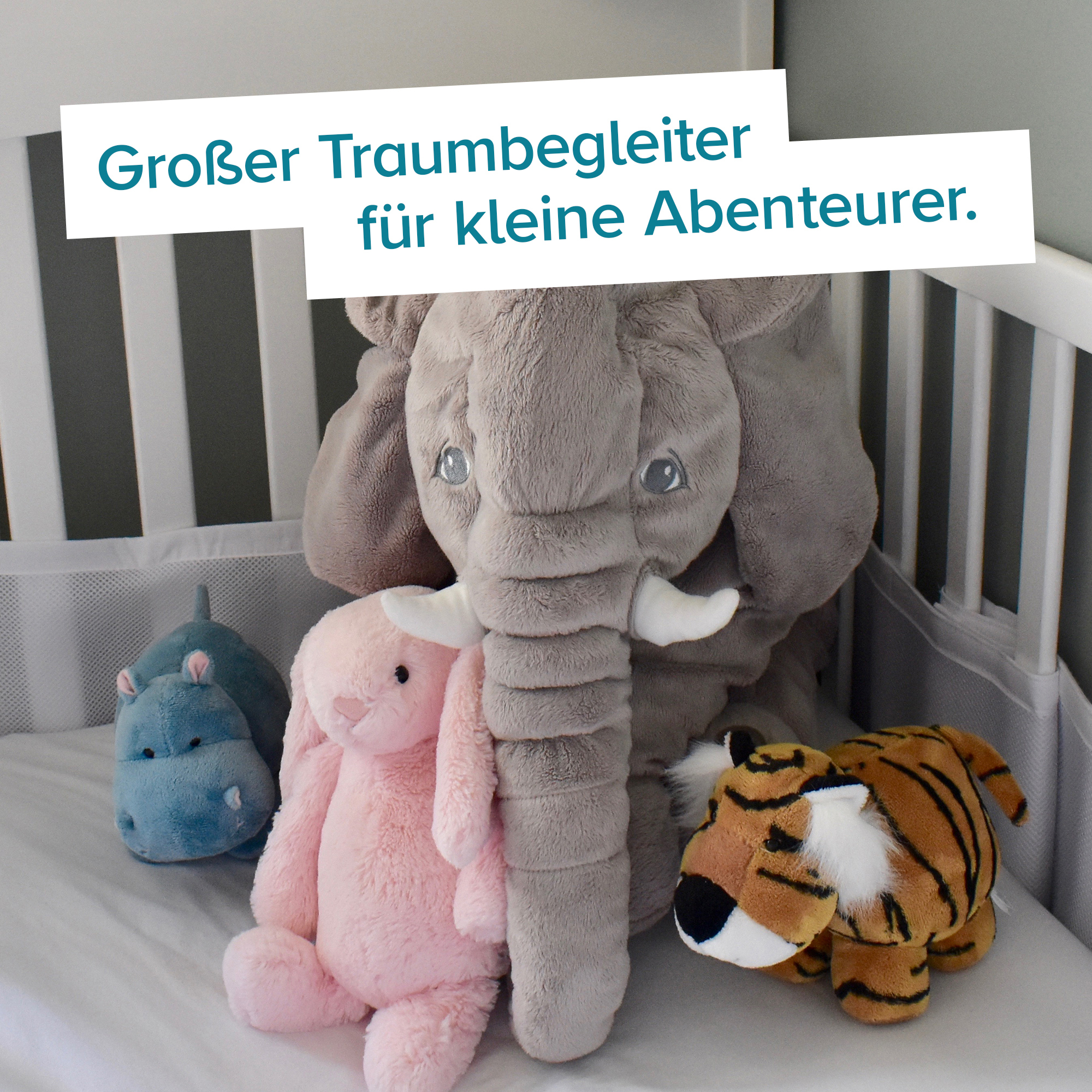 Kinder Baby Kissen Elefant Kuscheltier Spielzeug Geschenk Geburtstag Stofftier 