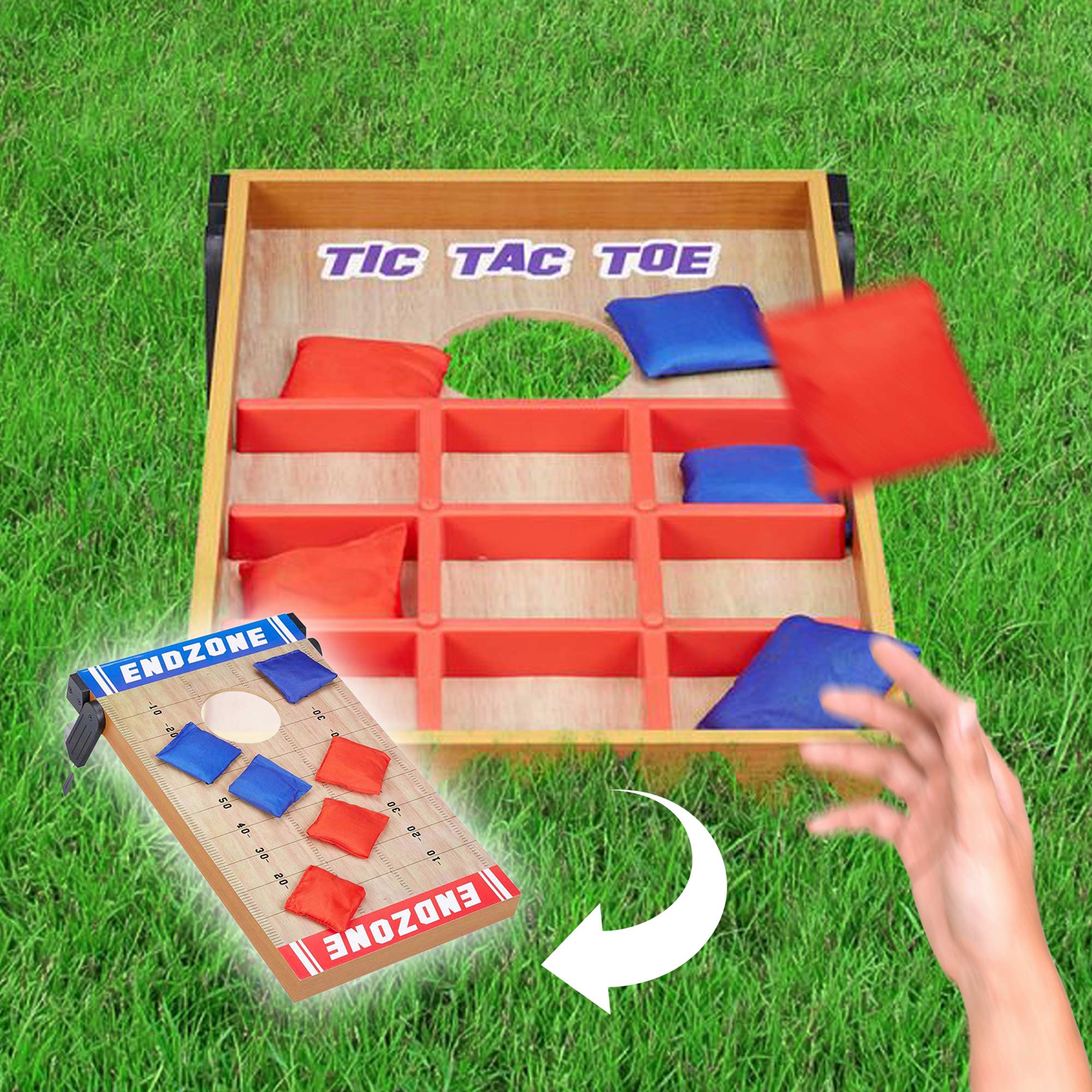 Wurfspiel 2 in 1 Cornhole Tic Tac Toe Geschicklichkeitsspiel Indoor Outdoor Set 