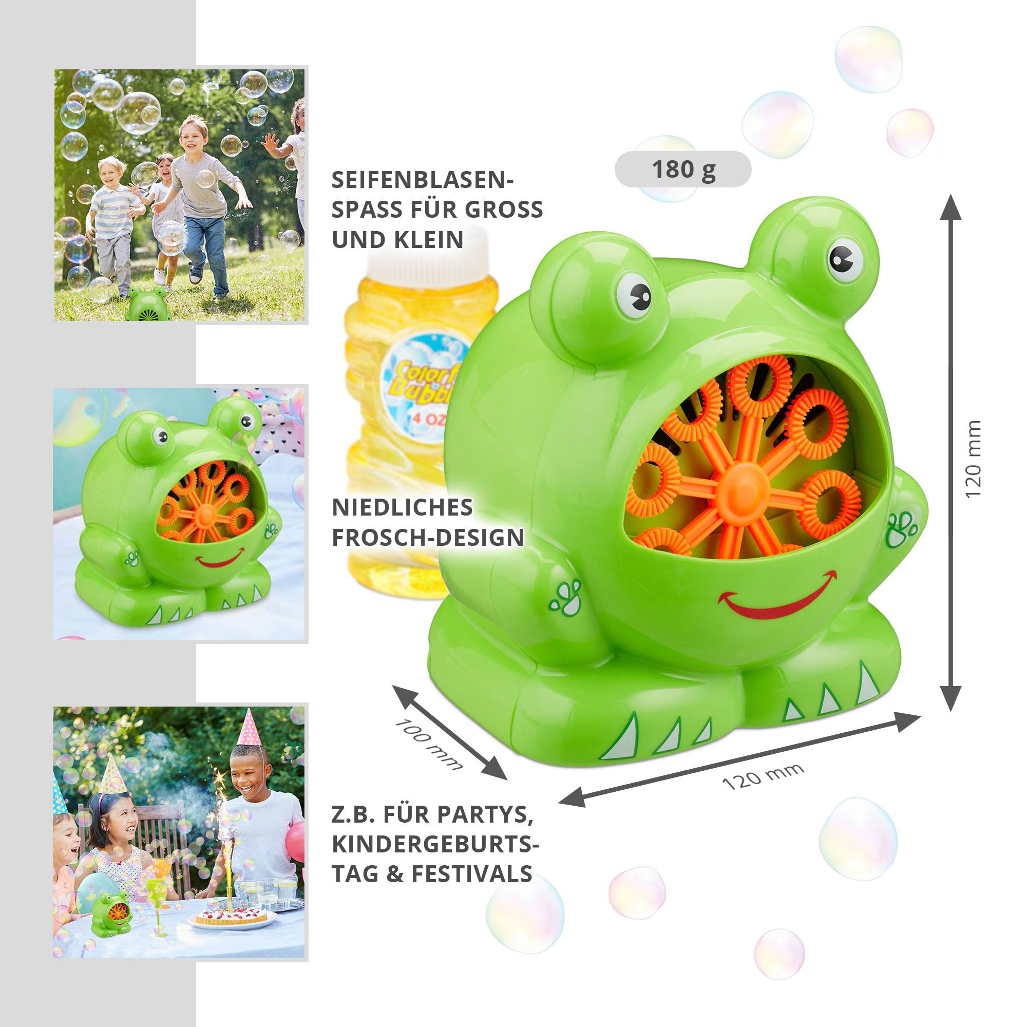 Kinder Seifenblasenmaschine Frosch Luftblasenmaschine Bubble Machine Bubblemaker 