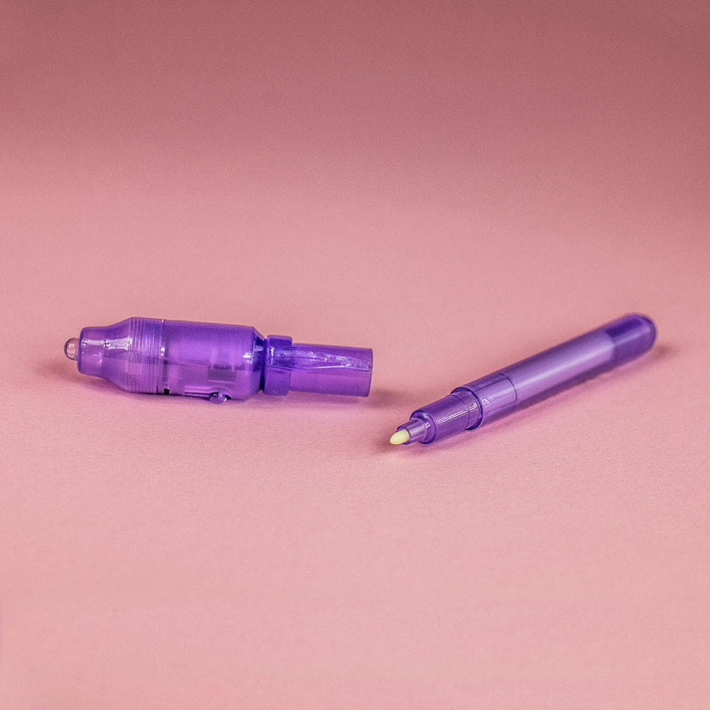 Schwarzlicht UV Geheimstift Spicker Unsichtbare Tinte Pen Stift wählbar Lampe. 