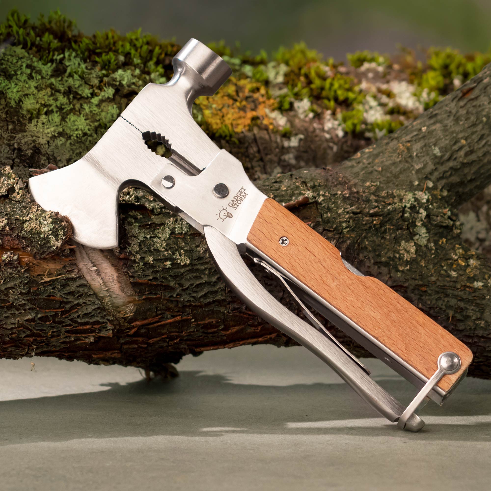 Edelstahl Multifunktionswerkzeug mit Hammer Messer Zange Multitool 12 in 1 
