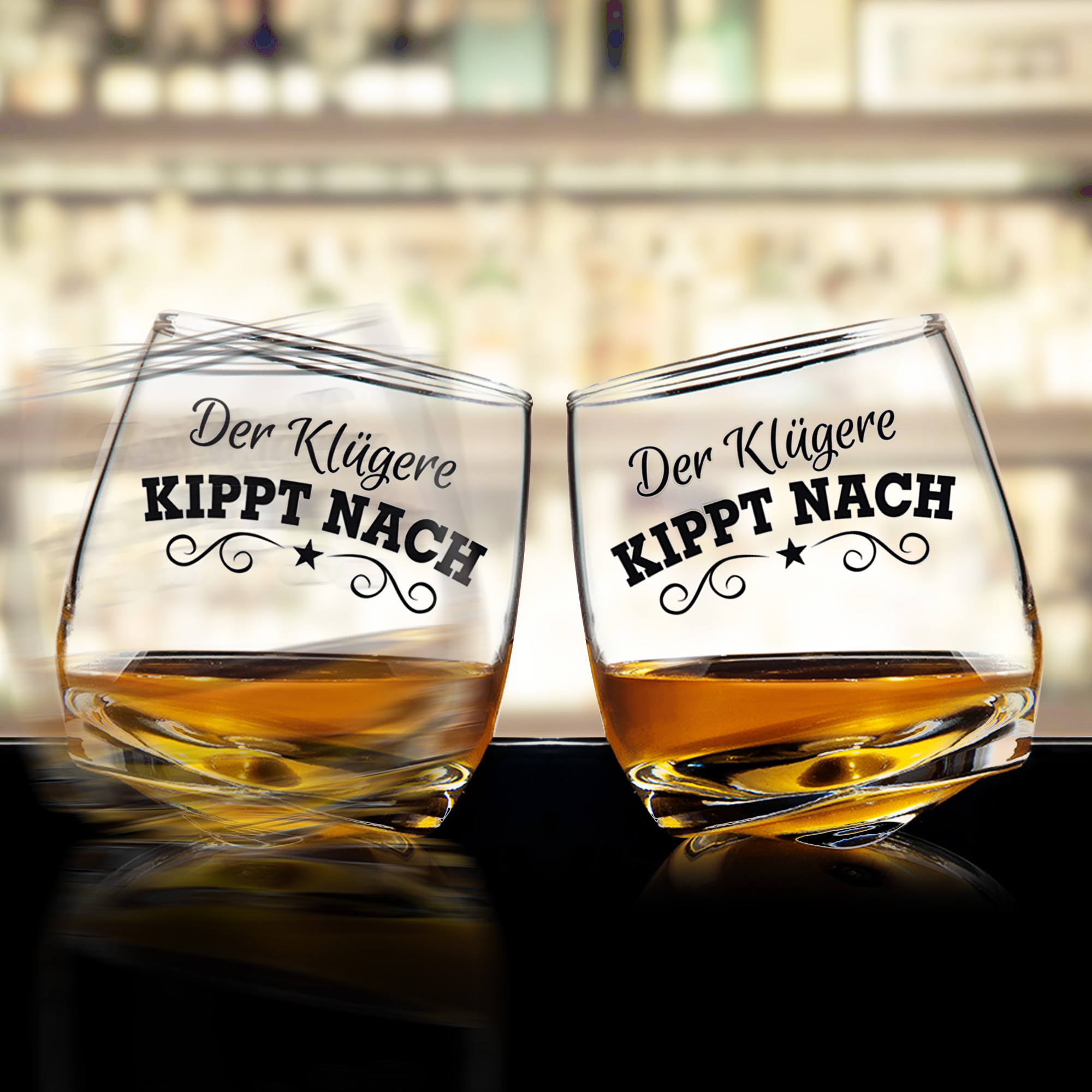 Whiskey Wackelglas 2er Set Der Klügere Kippt Nach