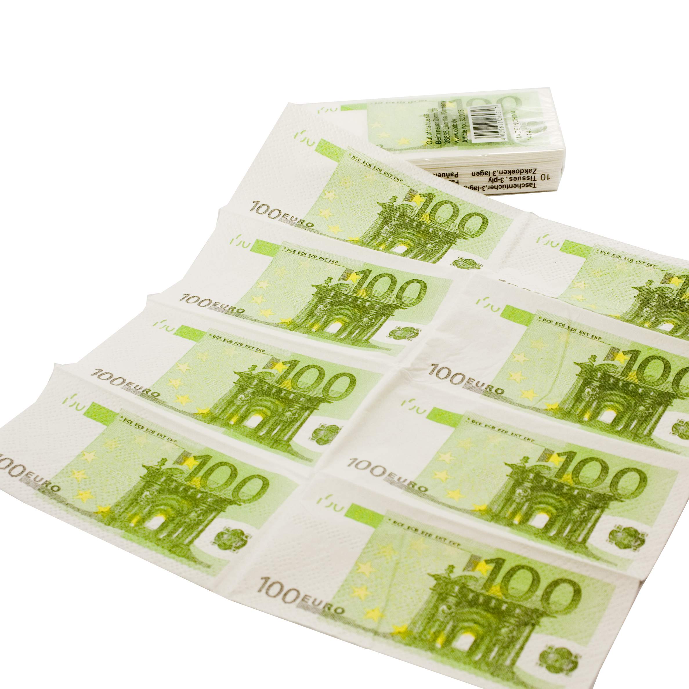 2er Set Euro Taschentücher 100 Euro Gag Geschenk Geldschein Papiertaschentuch