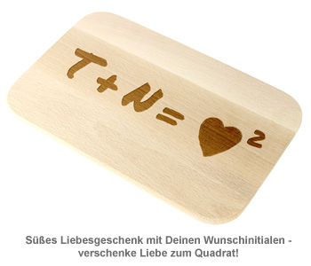 Frühstücksbrettchen mit Gravur - Herz zum Quadrat - 2 Frühstücksbrettchen mit Gravur - Herz zum Quadrat - 2