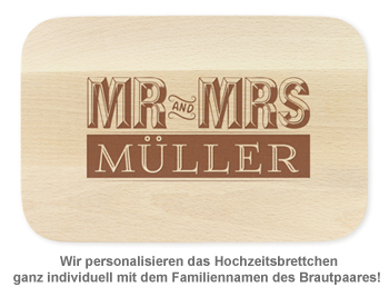 Frühstücksbrettchen mit Gravur - Mr and Mrs - 2 Frühstücksbrettchen mit Gravur - Mr and Mrs - 2