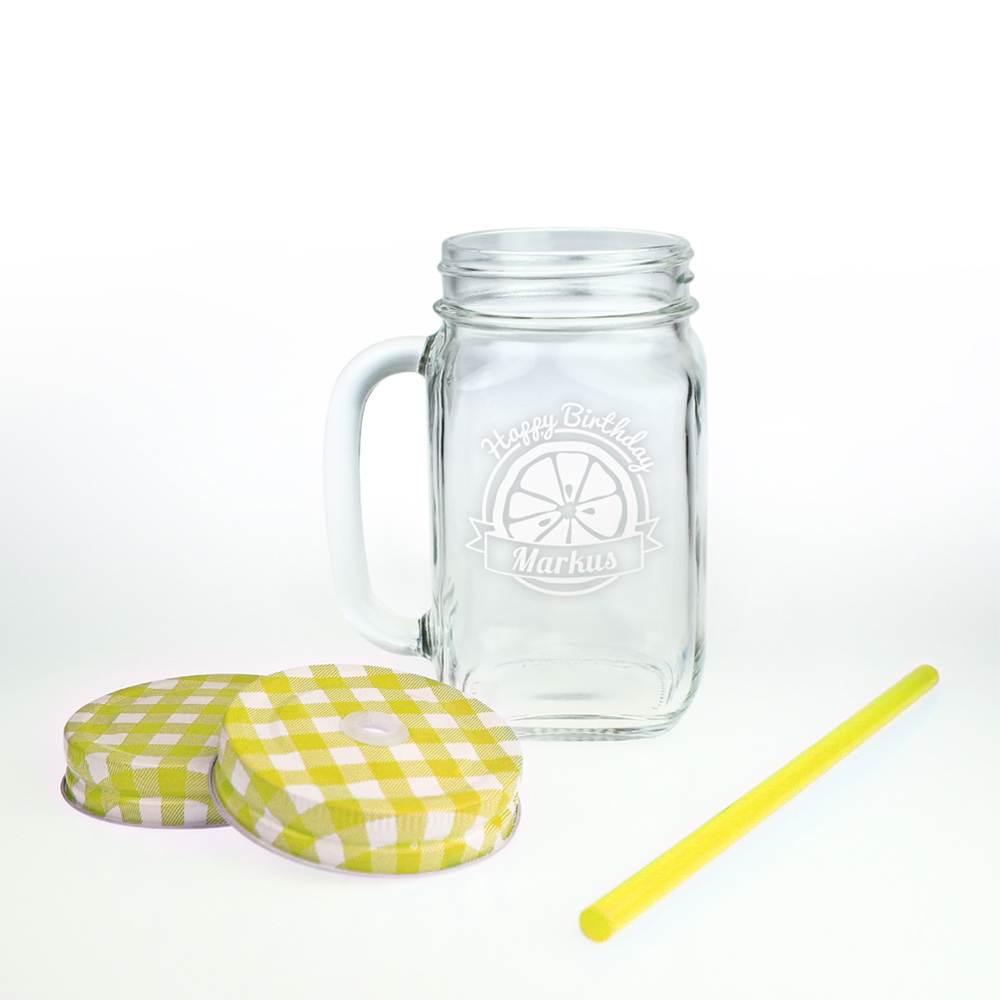 Glas mit Deckel und Strohhalm Mason Jars zum Geburtstag