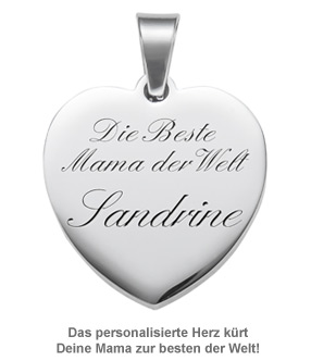 Herzanhänger graviert mit Kette - Beste Mama - 2 Herzanhänger graviert mit Kette - Beste Mama - 2
