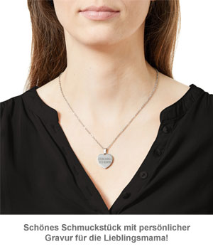 Herzanhänger Silber graviert mit Kette - Lieblingsmama - 2 Herzanhänger Silber graviert mit Kette - Lieblingsmama - 2