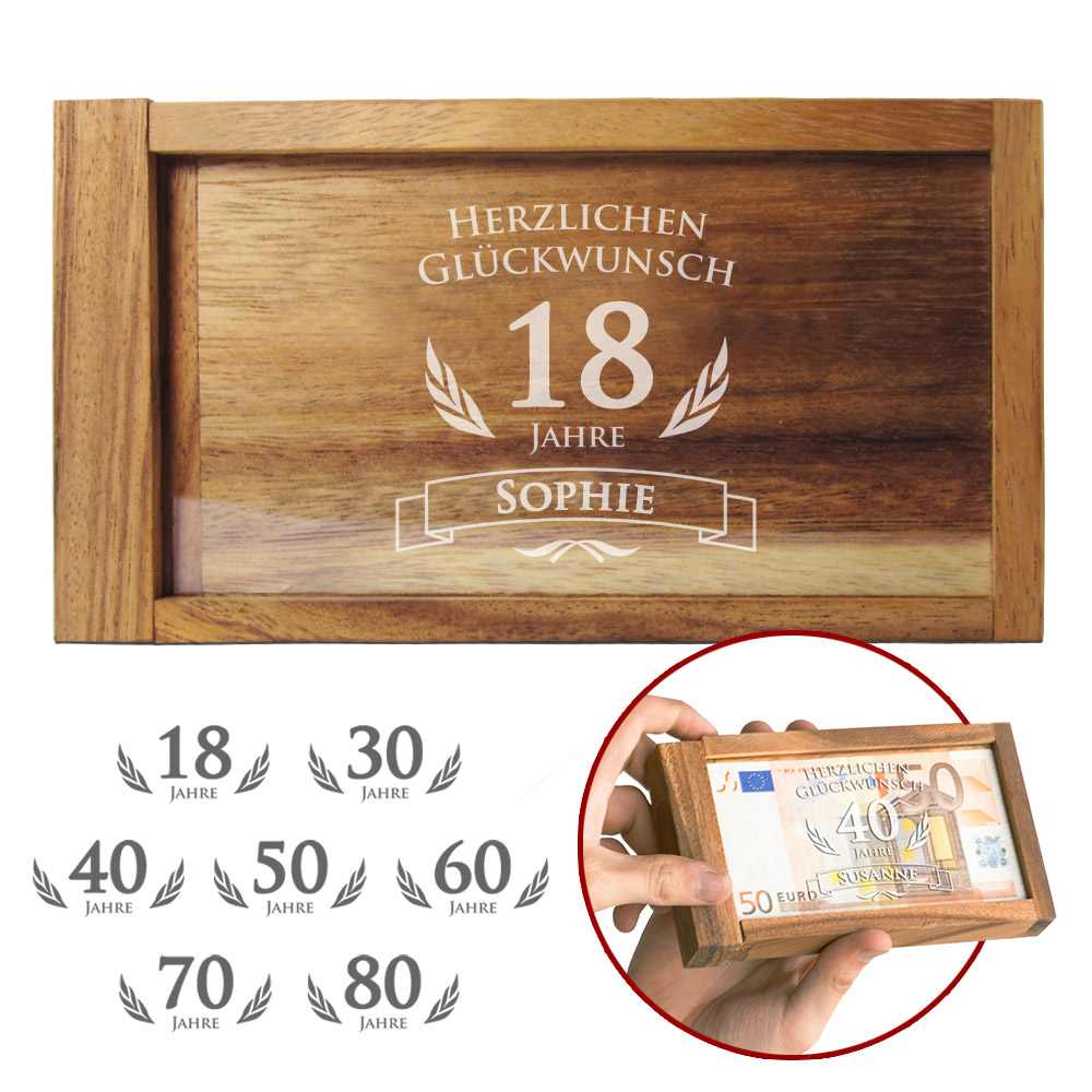 Trickkiste Geschenkbox Geldgeschenk Hochzeit Geburtstag Party Box ECHT-HOLZ 