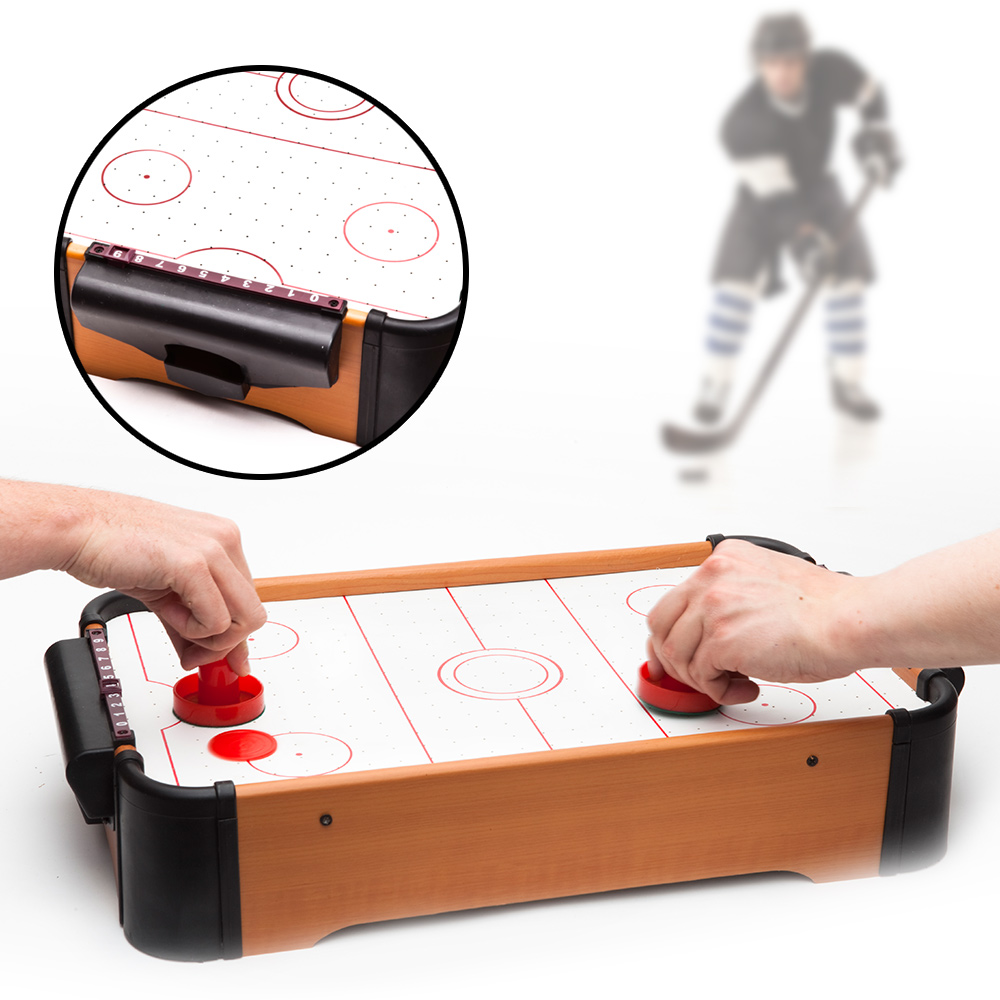 Baby Tischplatte Mini Air Hockey Tisch Pushers Pucks Spielzeug Familie Spiel 