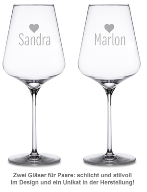 Personalisierte Weingläser Herz - 2er Set - 2 Personalisierte Weingläser Herz - 2er Set - 2