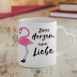 Personalisiertes Herz Henkeltasse Set - Flamingo - 3 Personalisiertes Herz Henkeltasse Set - Flamingo - 3