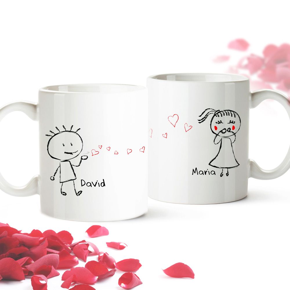 Eltern Freundin Mia ♥ Mio Kaffeetassen Küssende Tassen Set Geschenk Freund